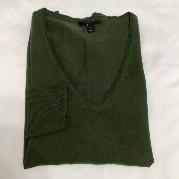 J.Crew V Neck Merino wool blend green XL Sweater (W703) - Picture 6 of 7